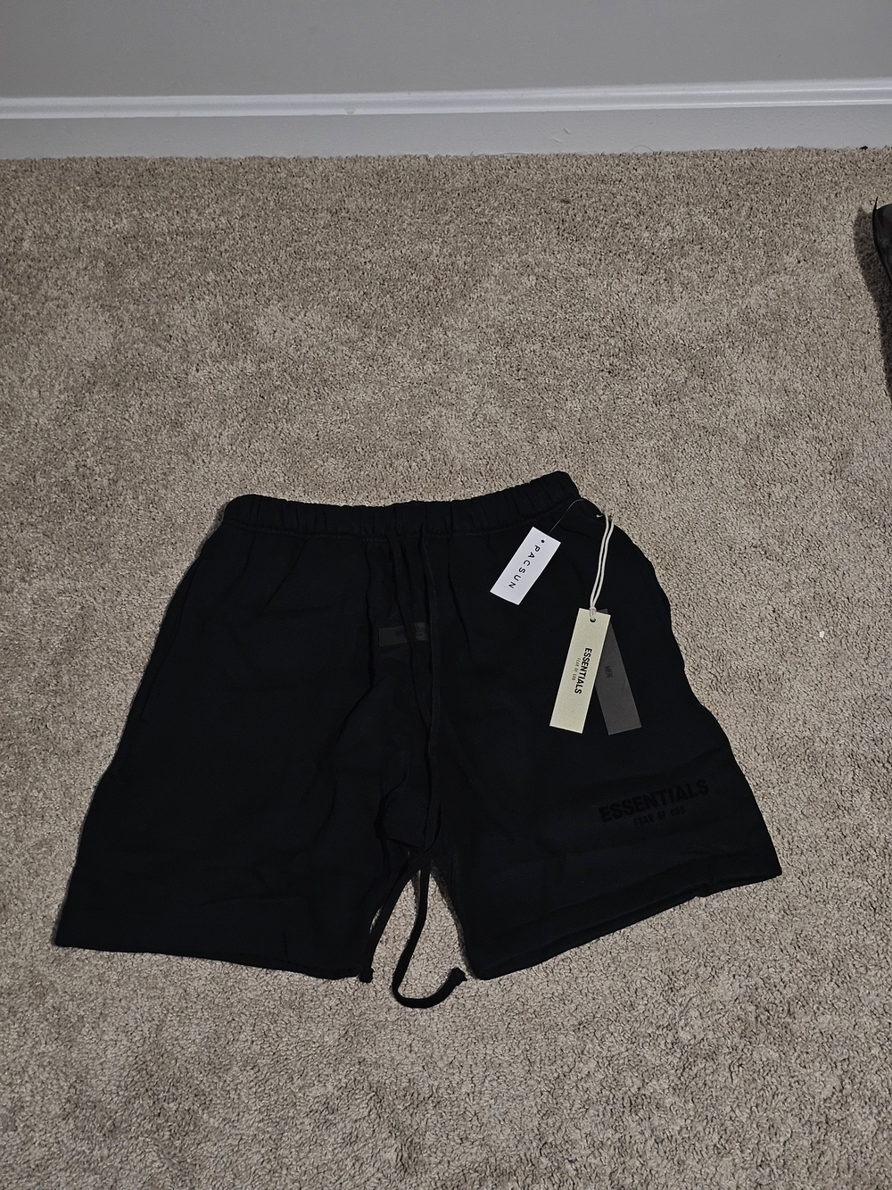 Essentials Fear Of God Shorts Black Logo Drawstring Cotton